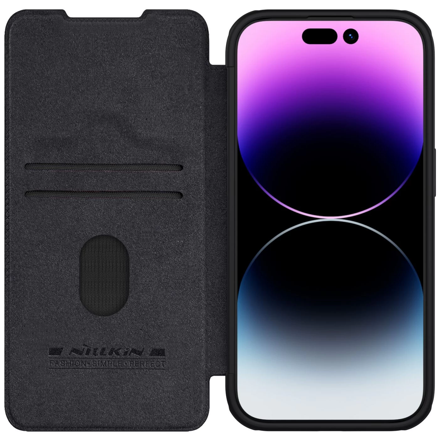 Apple iPhone 15 Pro Max suojakotelo musta NILLKIN QIN PRO LEATHER