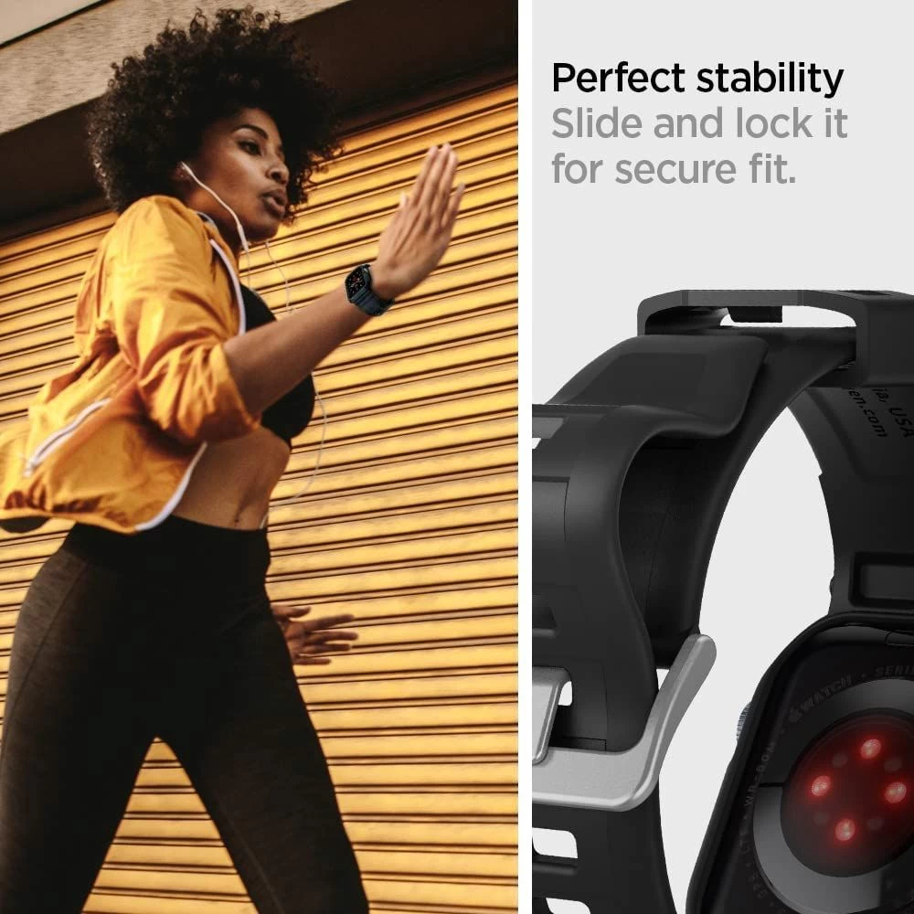 Apple Watch 9 siksniņa melns SPIGEN RUGGED ARMOR ”PRO” (44/45mm)
