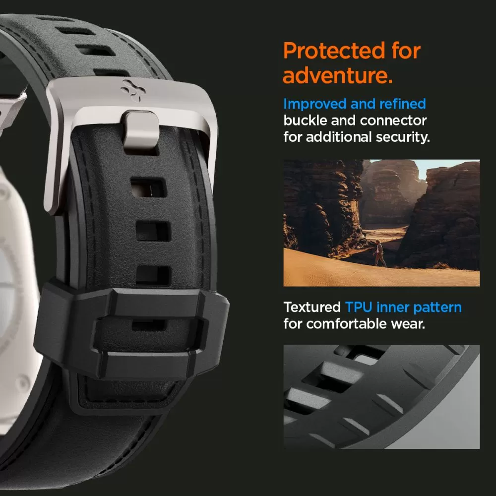 Apple Watch 9 siksniņa melns SPIGEN DURAPRO ARMOR PU (42 / 44 45 49 MM)