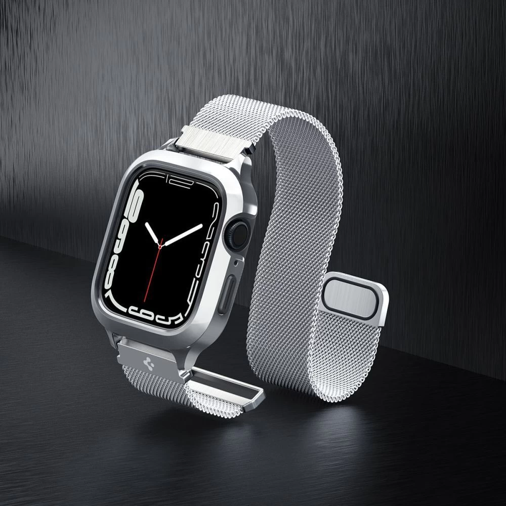Apple Watch 9 siksniņa sudraba SPIGEN METAL FIT ”PRO” (44/45 mm)