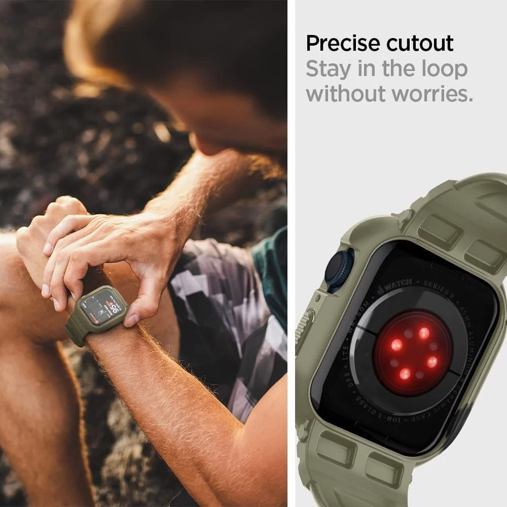 Apple Watch 9 siksniņa zaļš SPIGEN RUGGED ARMOR ”PRO” (44 / 45 MM)