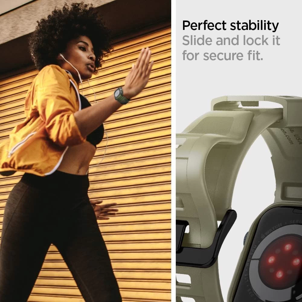 Apple Watch 9 siksniņa zaļš SPIGEN RUGGED ARMOR ”PRO” (44 / 45 MM)