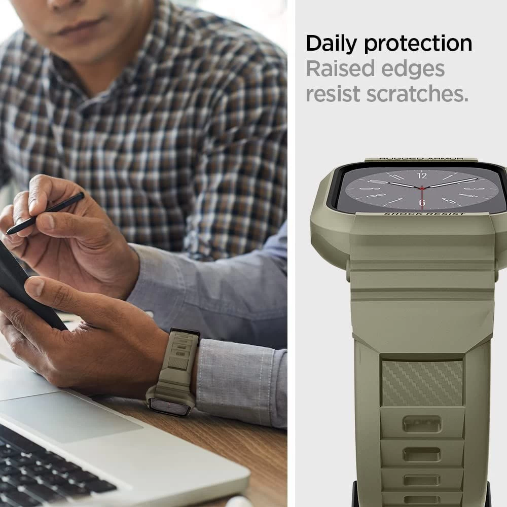 Apple Watch 9 siksniņa zaļš SPIGEN RUGGED ARMOR ”PRO” (44 / 45 MM)