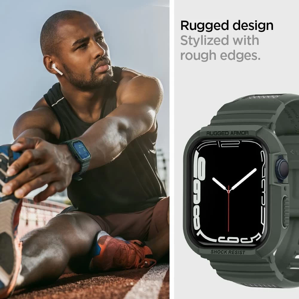 Apple Watch 9 siksniņa zaļš SPIGEN RUGGED ARMOR ”PRO” (44/45mm)
