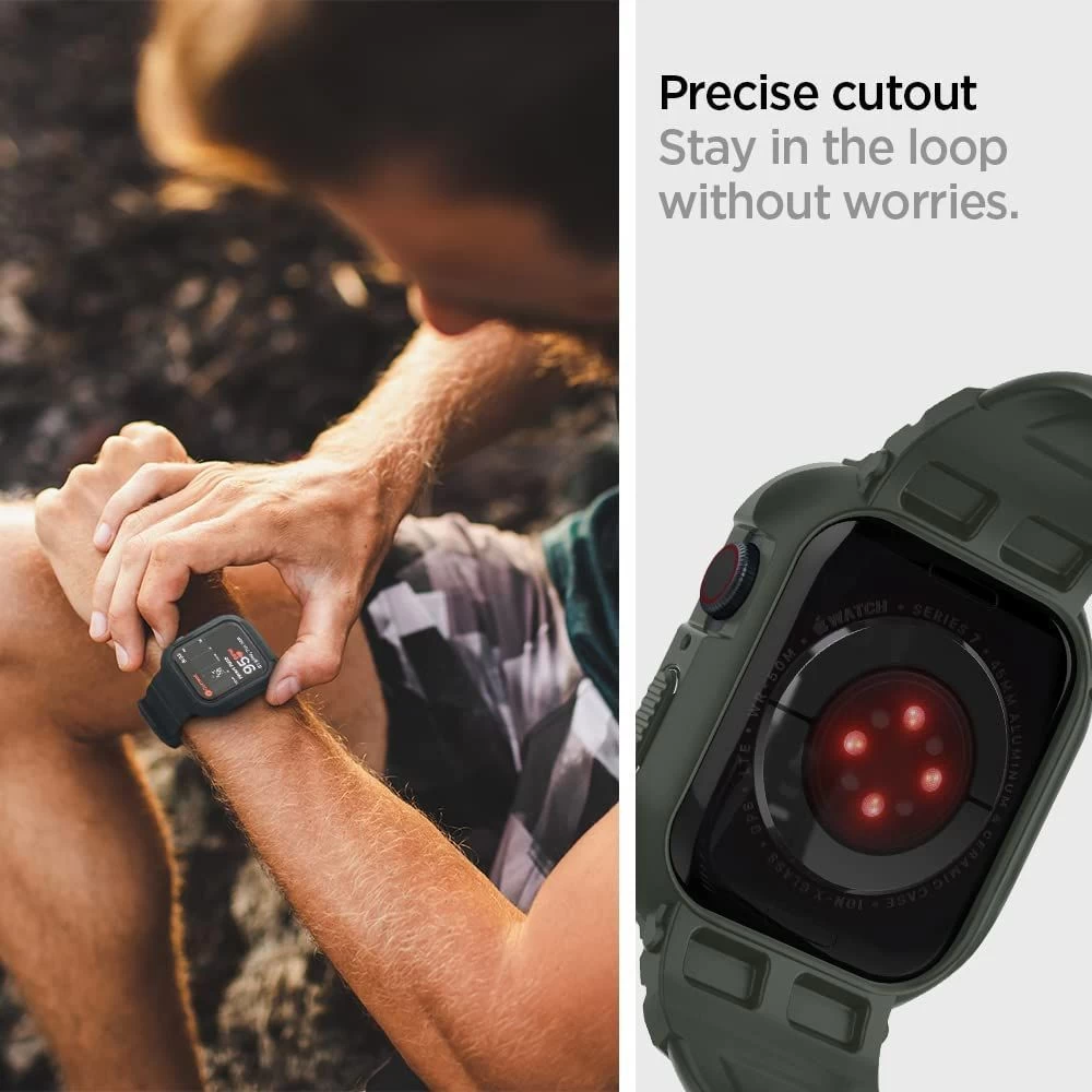 Apple Watch 9 siksniņa zaļš SPIGEN RUGGED ARMOR ”PRO” (44/45mm)