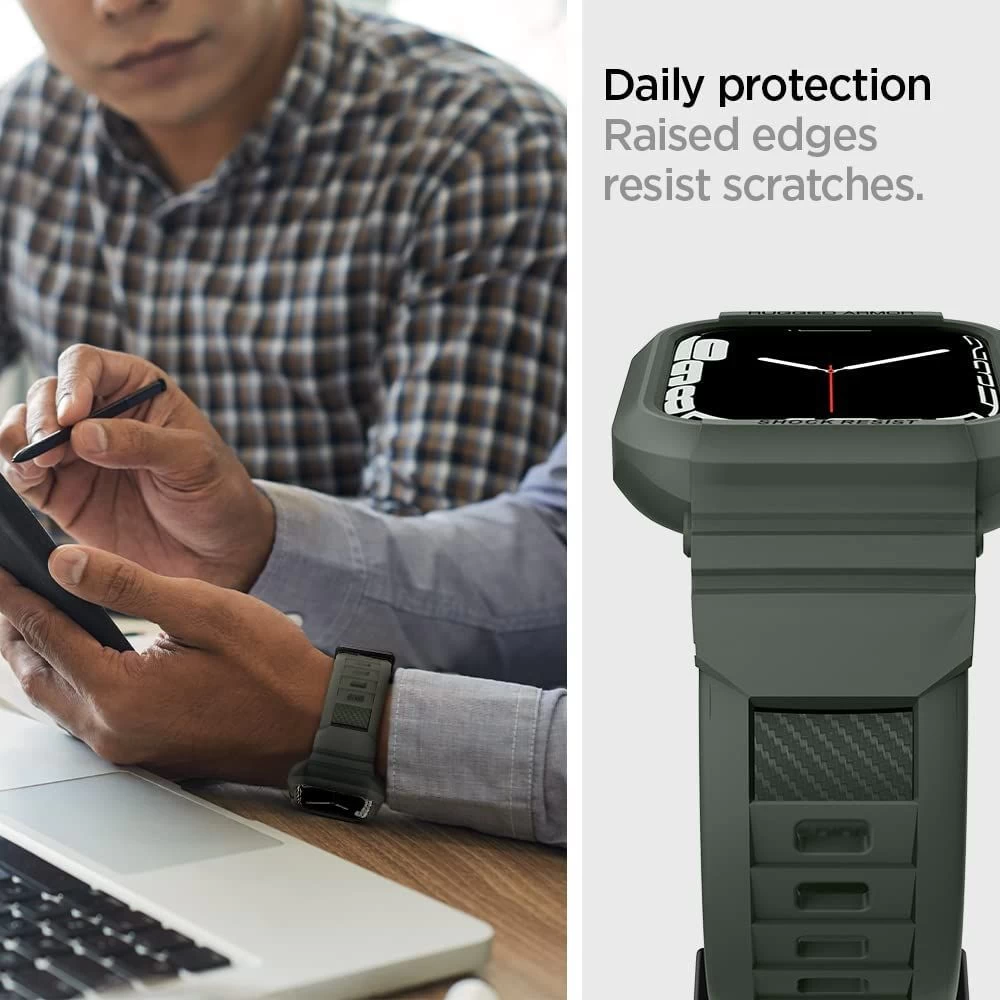 Apple Watch 9 siksniņa zaļš SPIGEN RUGGED ARMOR ”PRO” (44/45mm)