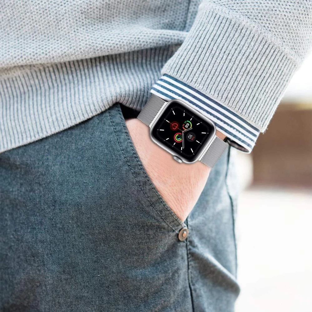 Apple Watch 9 siksniņa sudraba TECH-PROTECT MilaneseBand (42/44/45/49mm)
