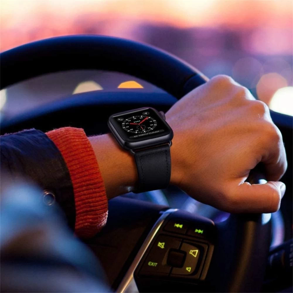 Apple Watch Ultra 2 / 3 skal, fodral svart TECH-PROTECT LEATHERFIT (49mm)