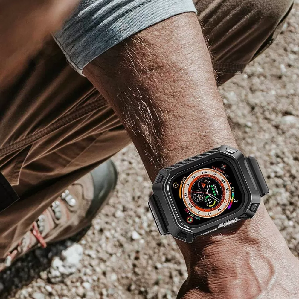 Apple Watch Ultra 2 / 3 skal, fodral svart SUPCASE UNICORN BEETLE PRO & TEMPERED GLASS (49 MM)