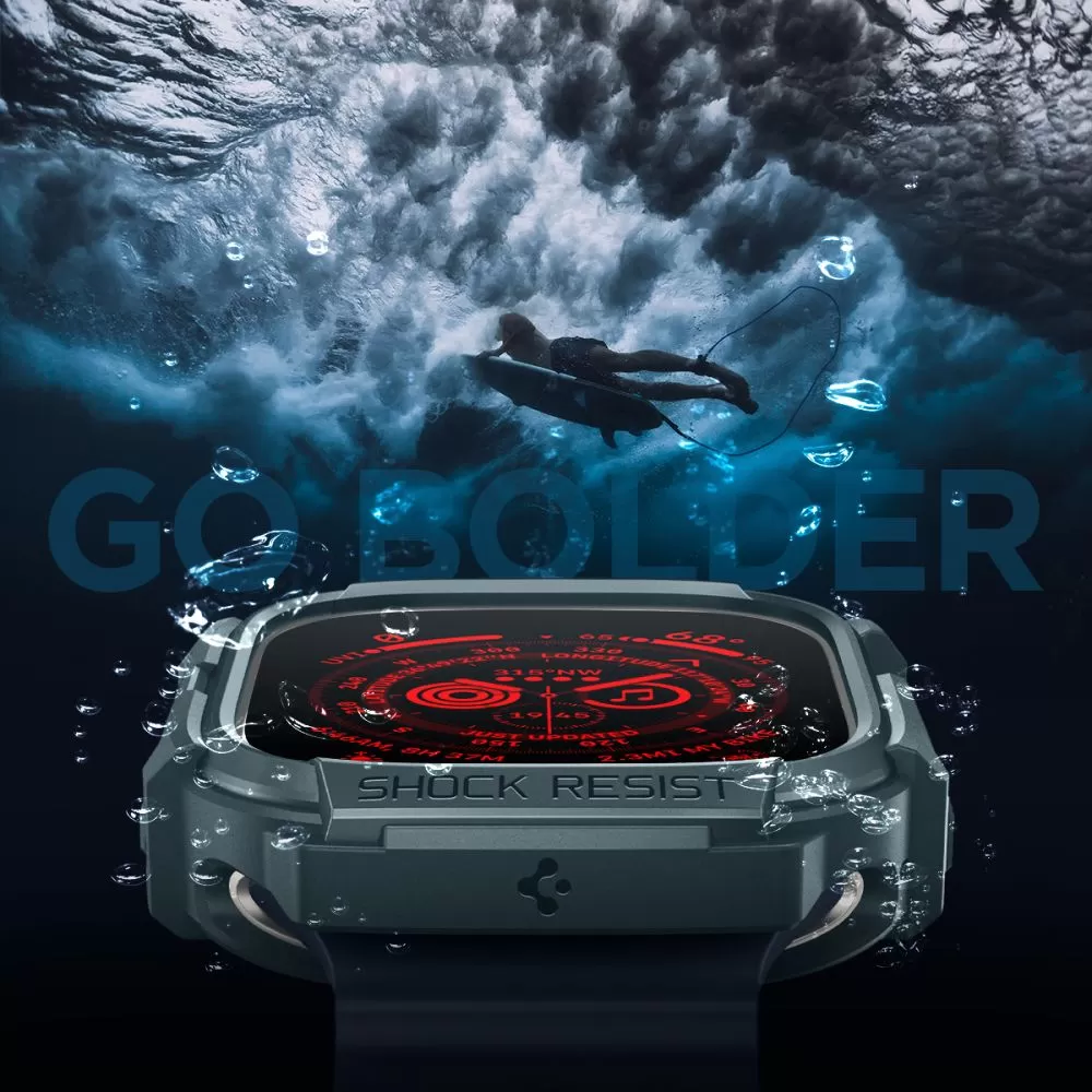 Apple Watch Ultra 2 / 3 skal, fodral grön SPIGEN RUGGED ARMOR (49 MM)