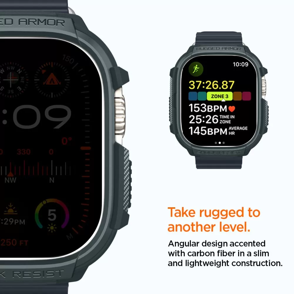 Apple Watch Ultra 2 / 3 skal, fodral grön SPIGEN RUGGED ARMOR (49 MM)