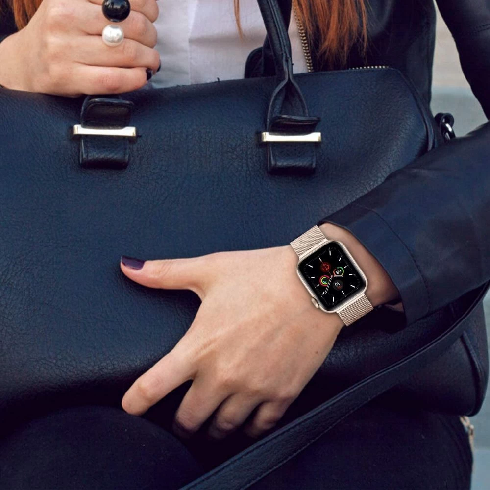 Apple Watch Ultra 2 / 3 skal, fodral gyllene TECH-PROTECT MilaneseBand (49mm)