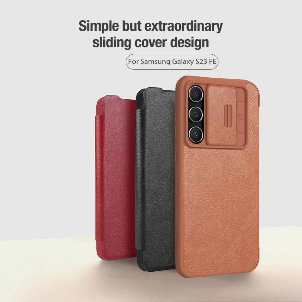 Samsung Galaxy S23 FE case brown NILLKIN QIN PRO LEATHER
