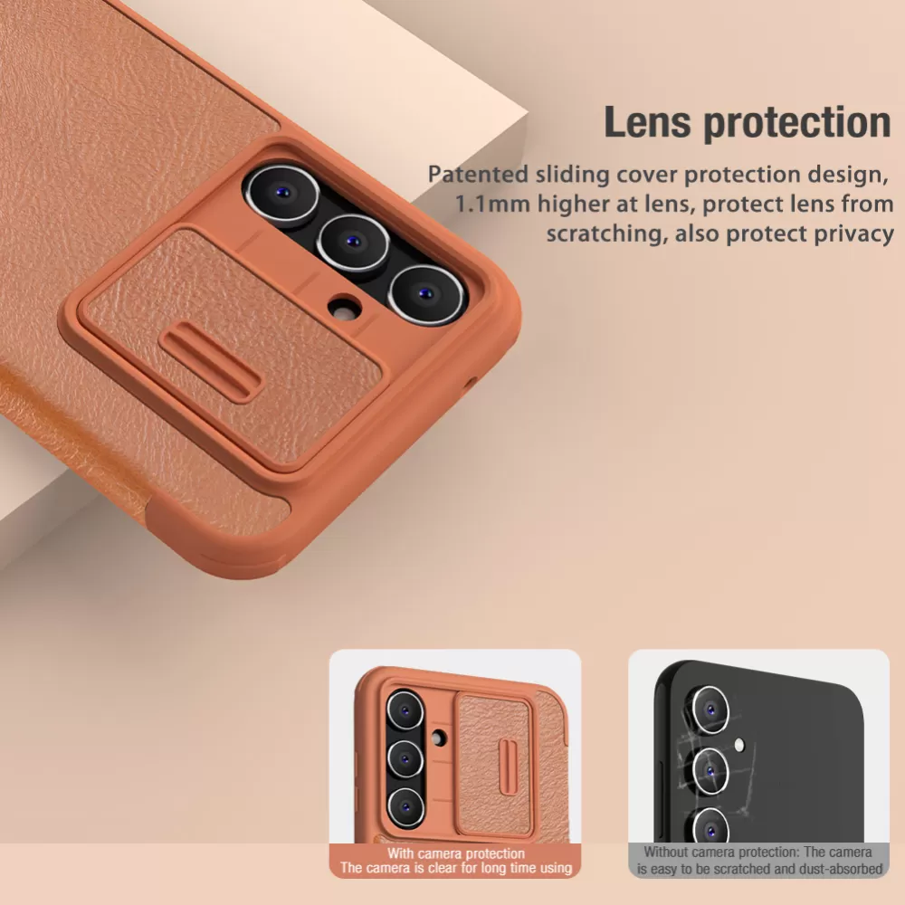 Samsung Galaxy S23 FE case brown NILLKIN QIN PRO LEATHER