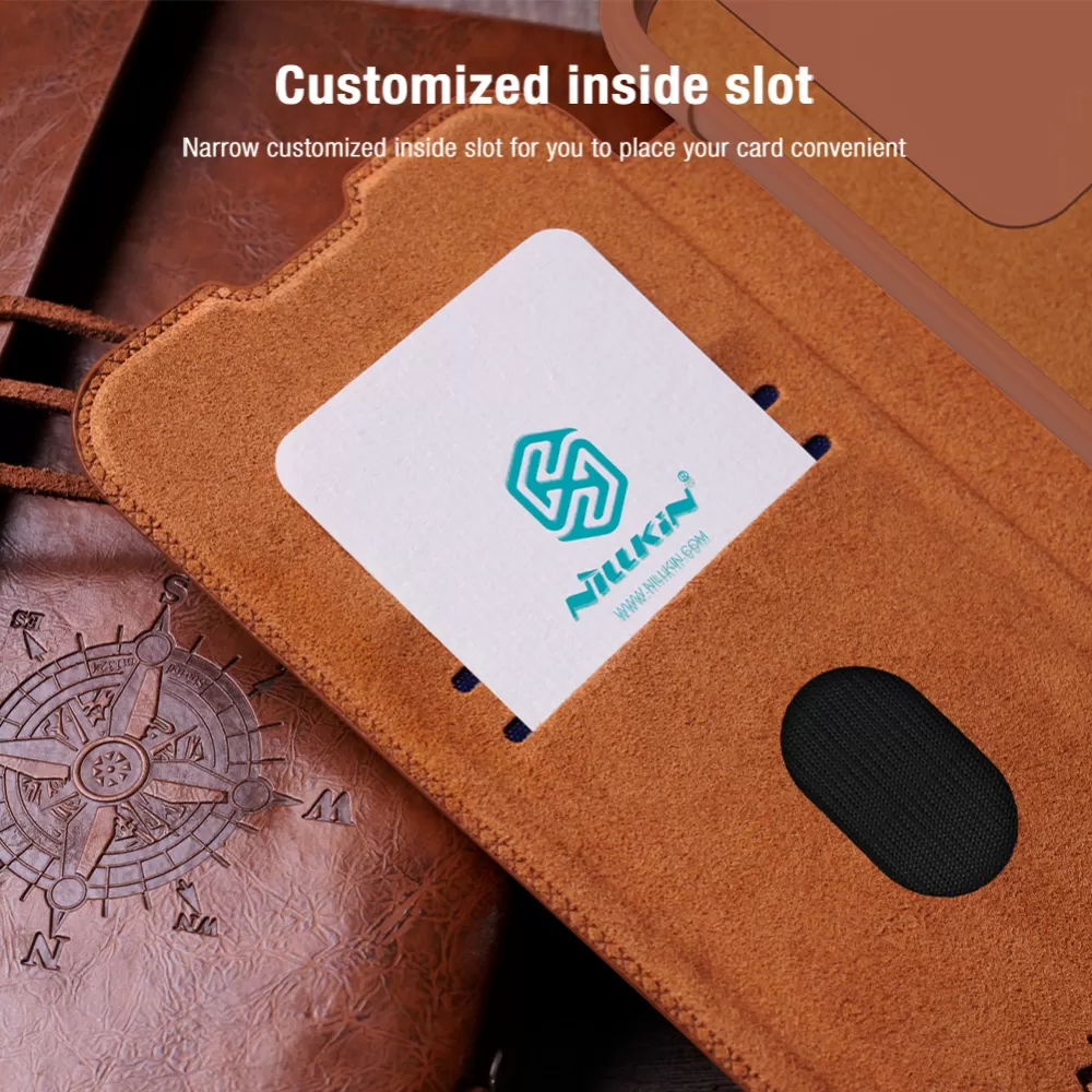 Samsung Galaxy S23 FE case brown NILLKIN QIN PRO LEATHER