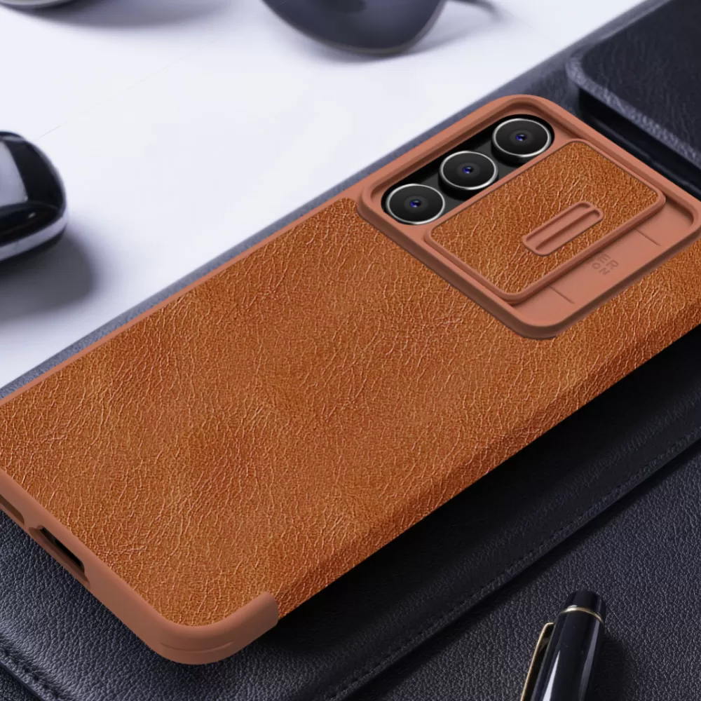 Samsung Galaxy S23 FE case brown NILLKIN QIN PRO LEATHER