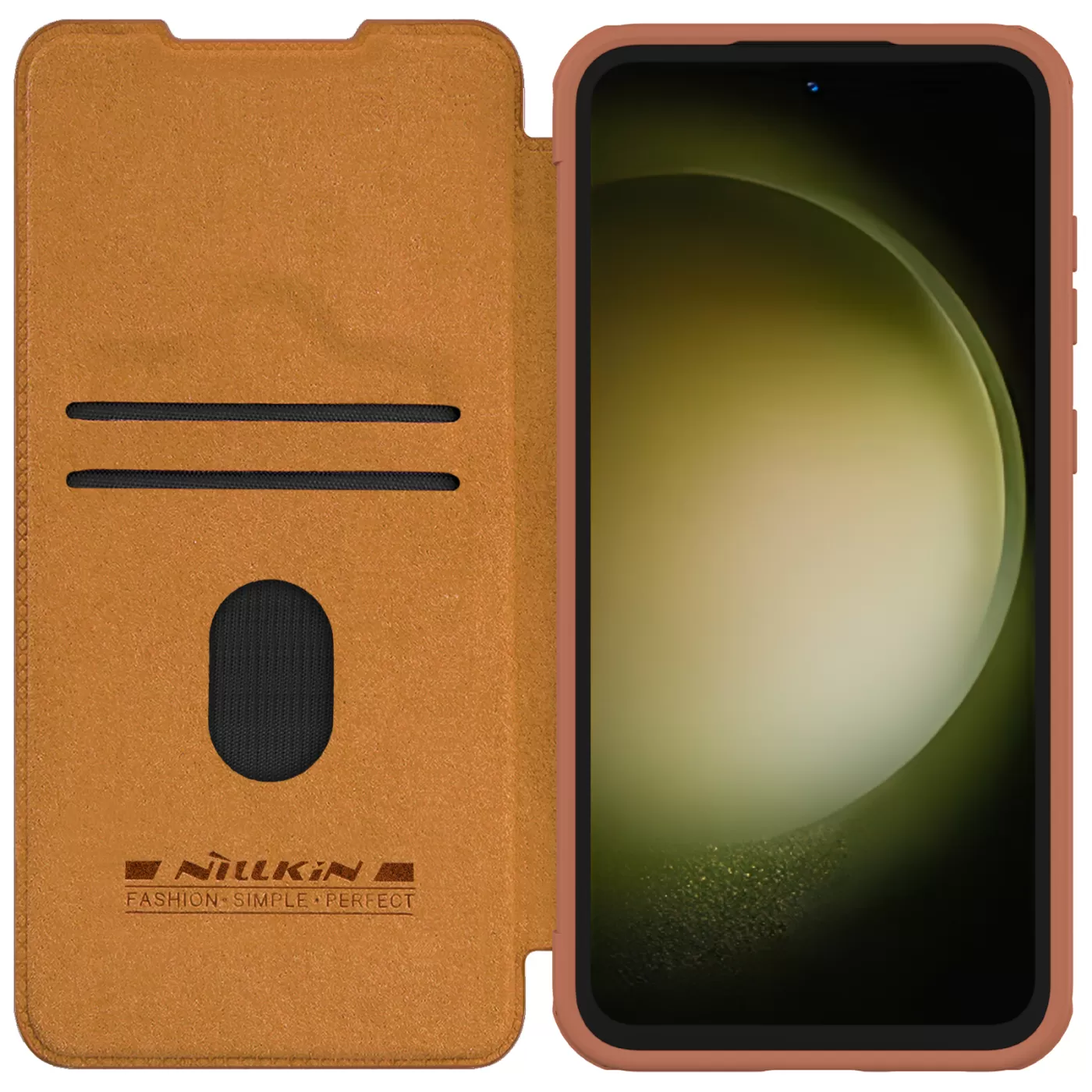 Samsung Galaxy S23 FE case brown NILLKIN QIN PRO LEATHER