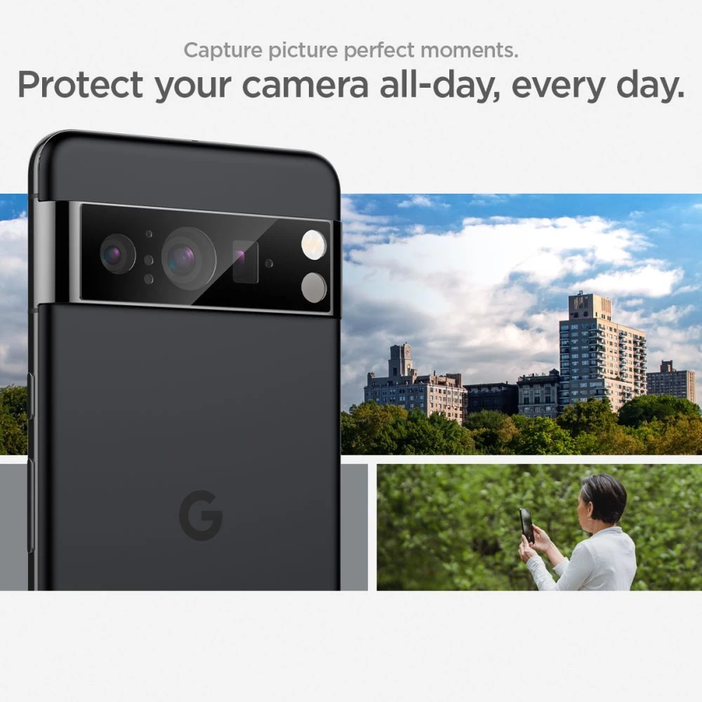 Google Pixel 8 panssarilasi  SPIGEN OPTIK.TR ”EZ FIT” CAMERA PROTECTOR 2-PACK