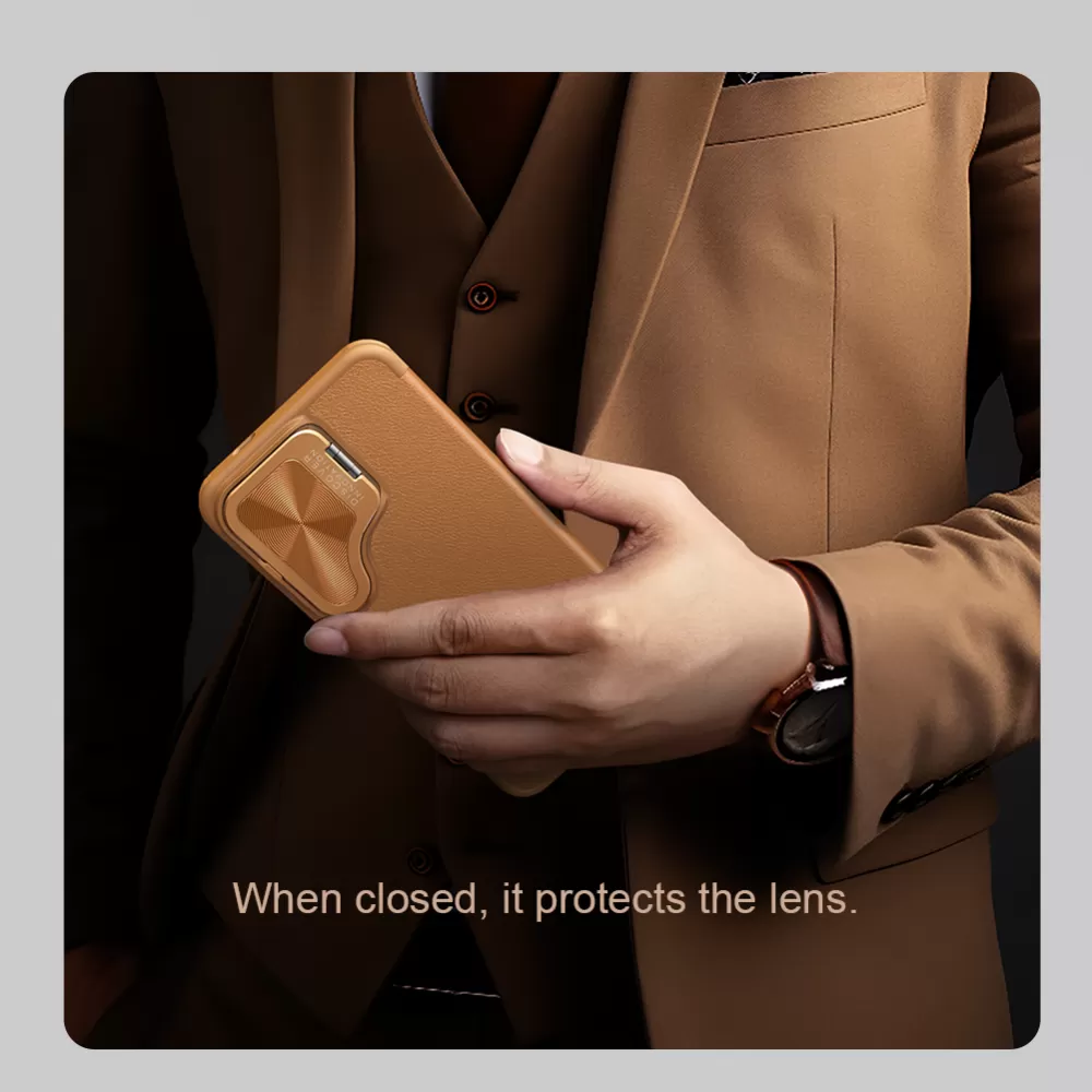 Samsung Galaxy S24 fodral brun NILLKIN QIN PROP LEATHER