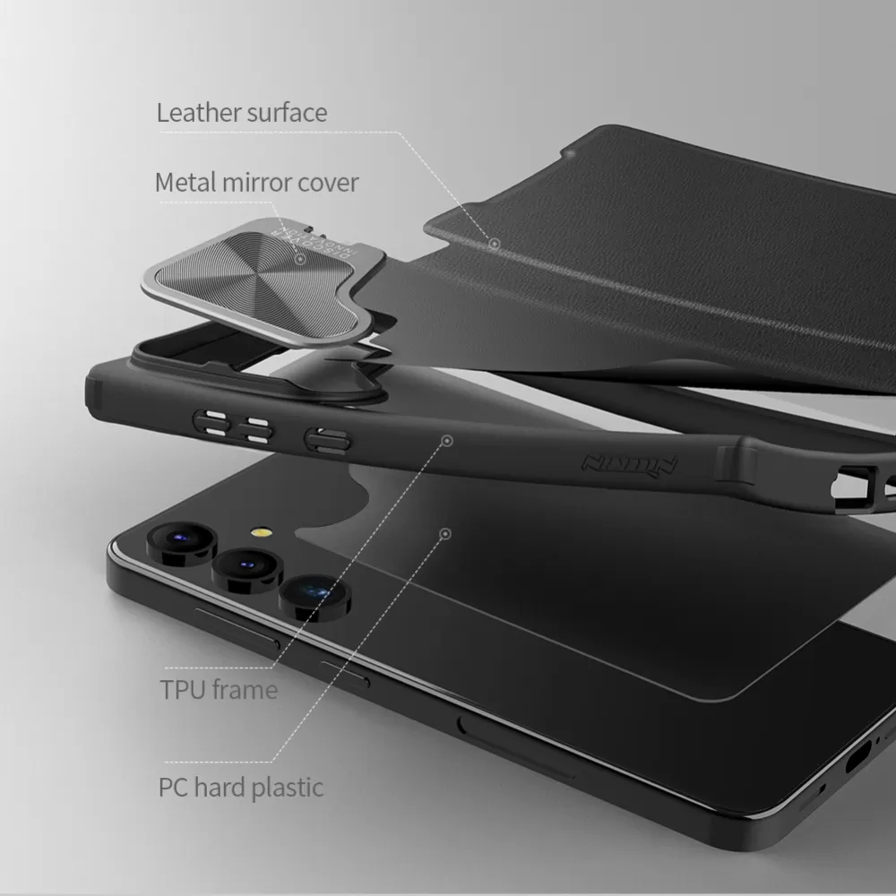 Samsung Galaxy S24 Plus fodral svart NILLKIN QIN PROP LEATHER (PLAIN VERSION)