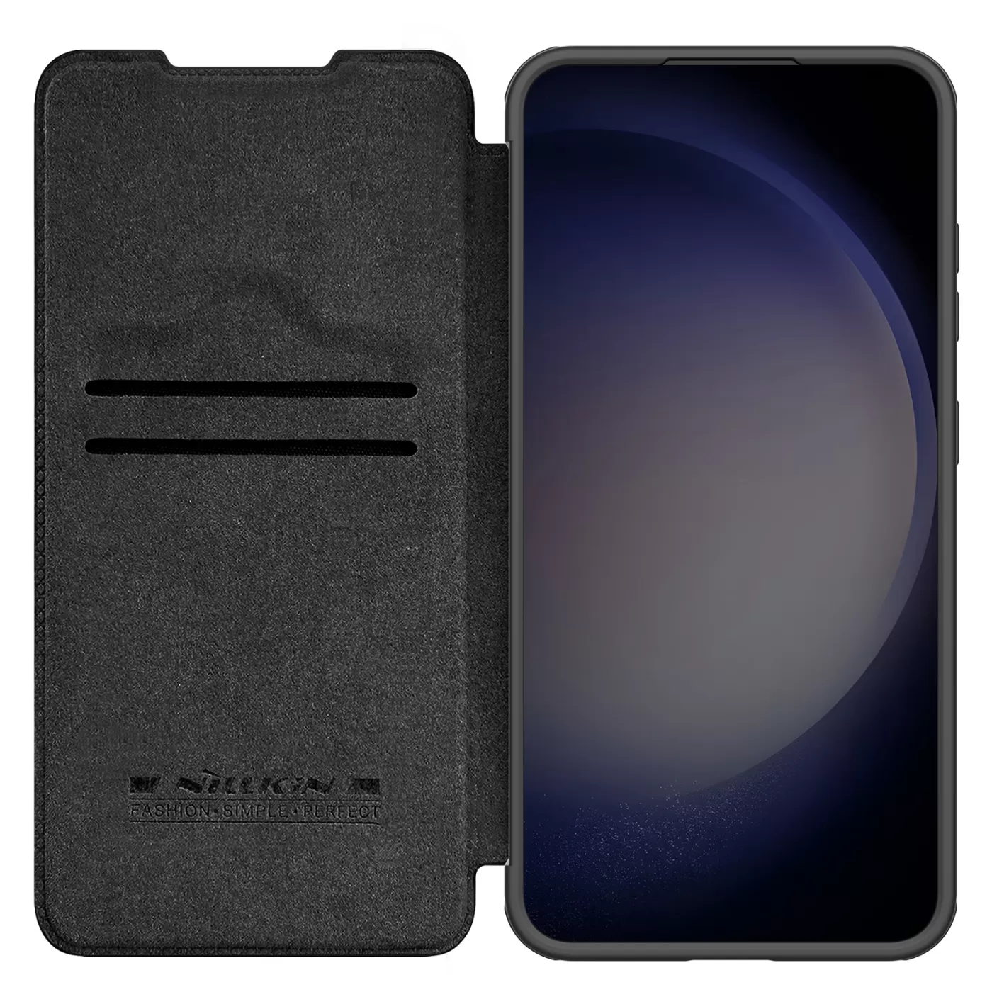 Samsung Galaxy S24 Plus fodral svart NILLKIN QIN PROP LEATHER (PLAIN VERSION)