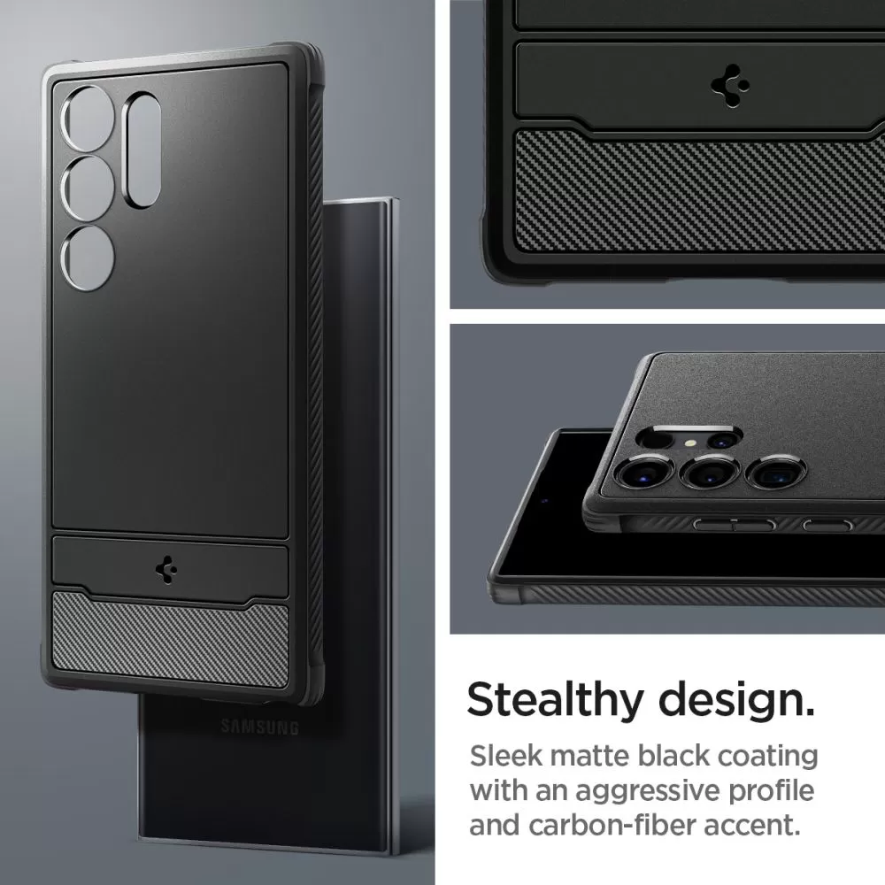 Samsung Galaxy S24 Ultra vāciņš melns SPIGEN RUGGED ARMOR