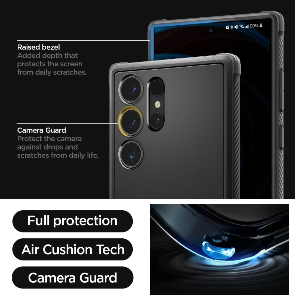 Samsung Galaxy S24 Ultra vāciņš melns SPIGEN RUGGED ARMOR