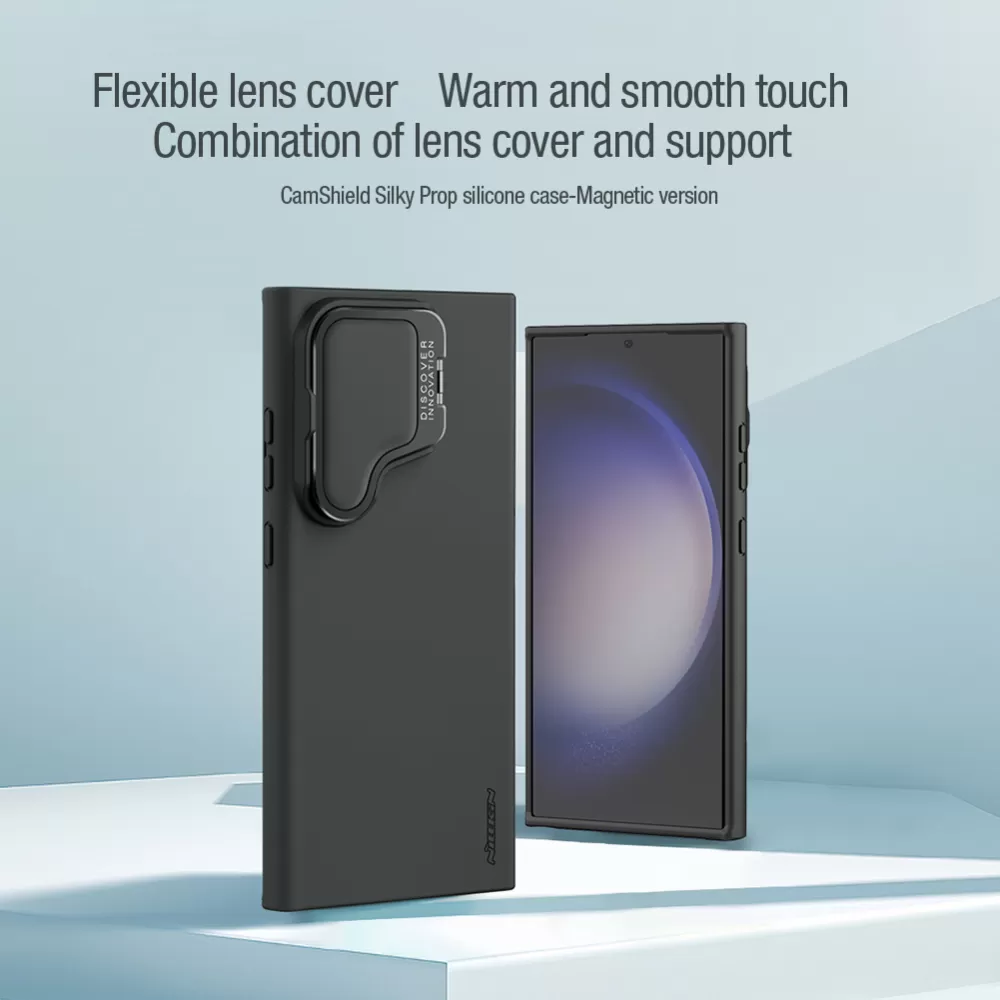 Samsung Galaxy S24 Ultra vāciņš melns NILLKIN CAMSHIELD SILKY PROP SILICONE MAGNETIC