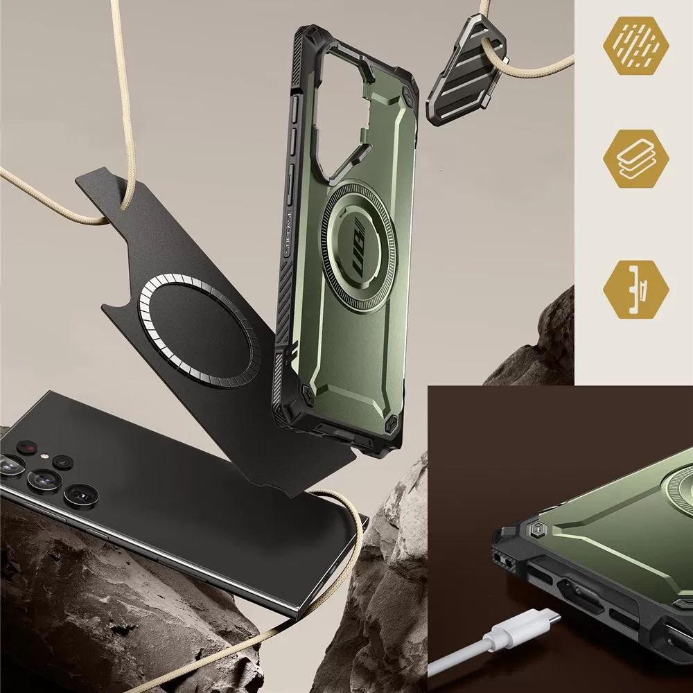 Samsung Galaxy S24 Ultra vāciņš zaļš SUPCASE UB XT MAG MAGSAFE