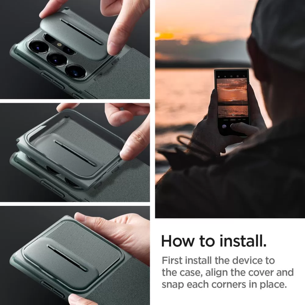 Samsung Galaxy S24 Ultra vāciņš zaļš SPIGEN OPTIK ARMOR