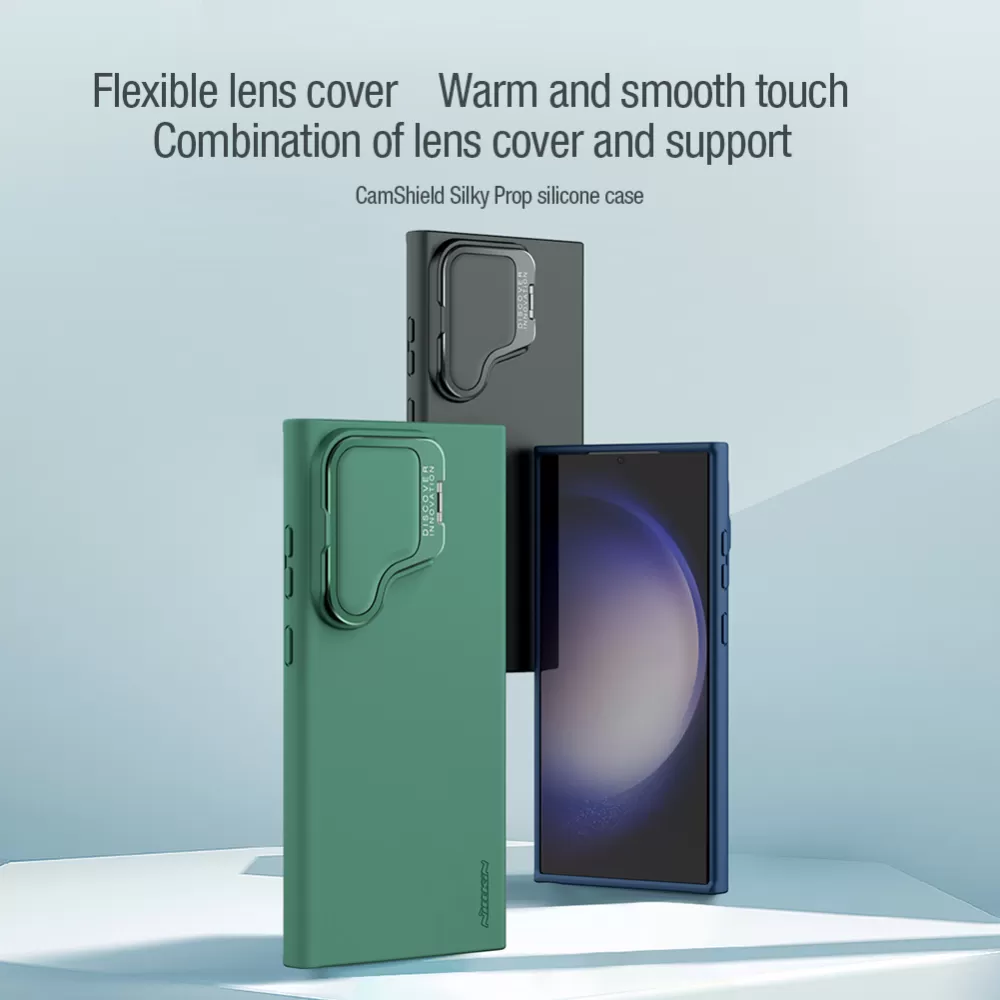 Samsung Galaxy S24 Ultra vāciņš zils NILLKIN CAMSHIELD SILKY PROP SILICONE