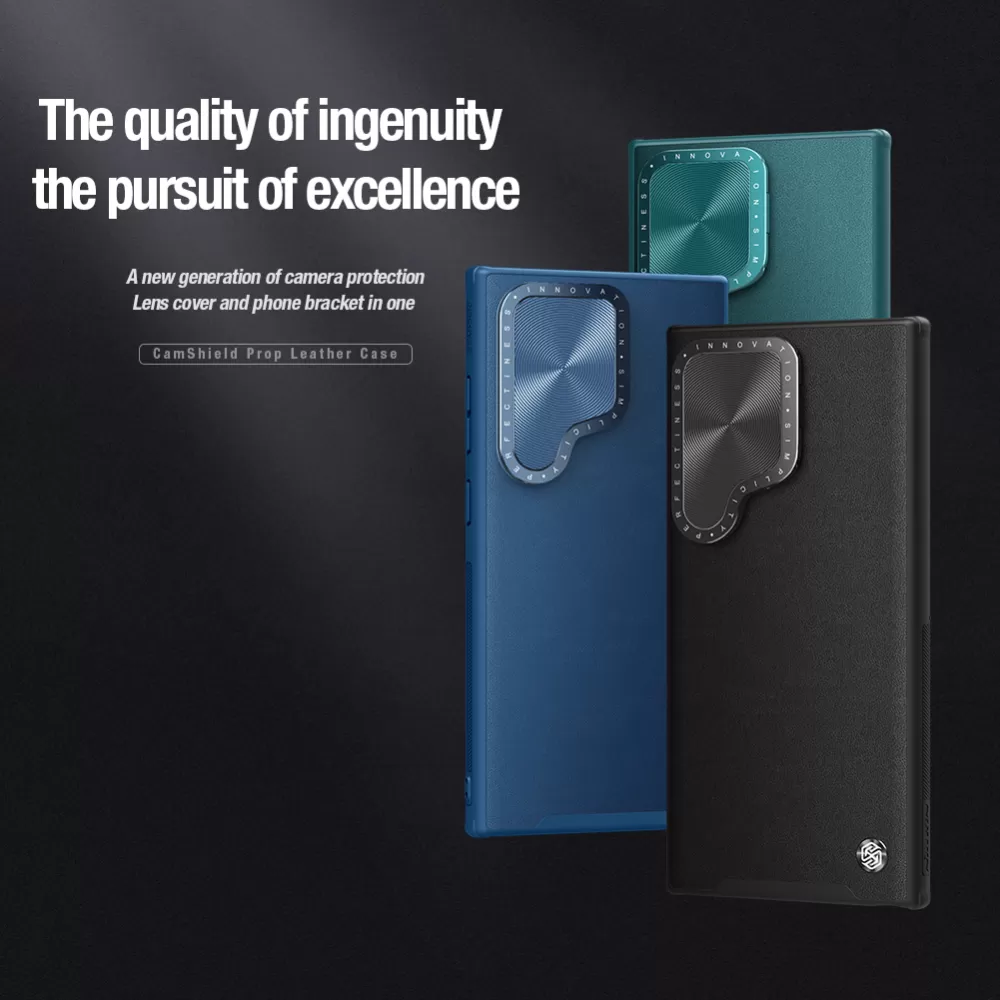 Samsung Galaxy S24 Ultra vāciņš zils NILLKIN CAMSHIELD PROP LEATHER