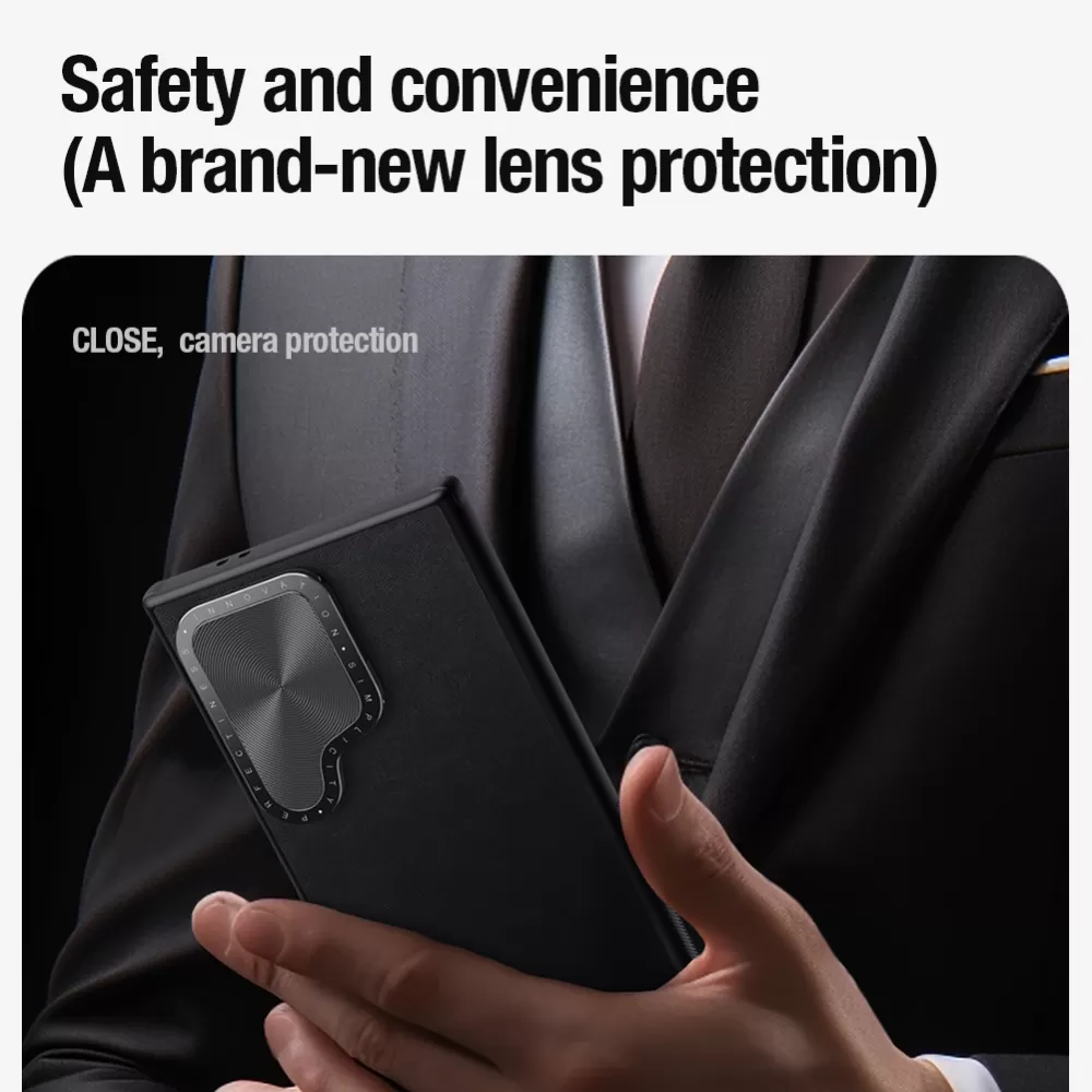 Samsung Galaxy S24 Ultra vāciņš zils NILLKIN CAMSHIELD PROP LEATHER