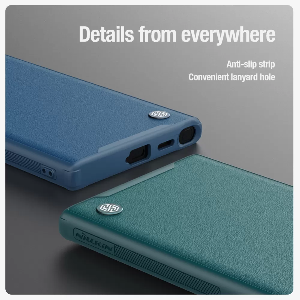 Samsung Galaxy S24 Ultra vāciņš zils NILLKIN CAMSHIELD PROP LEATHER