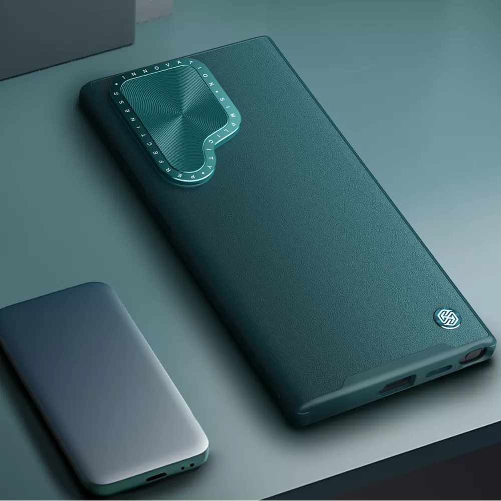 Samsung Galaxy S24 Ultra vāciņš zils NILLKIN CAMSHIELD PROP LEATHER