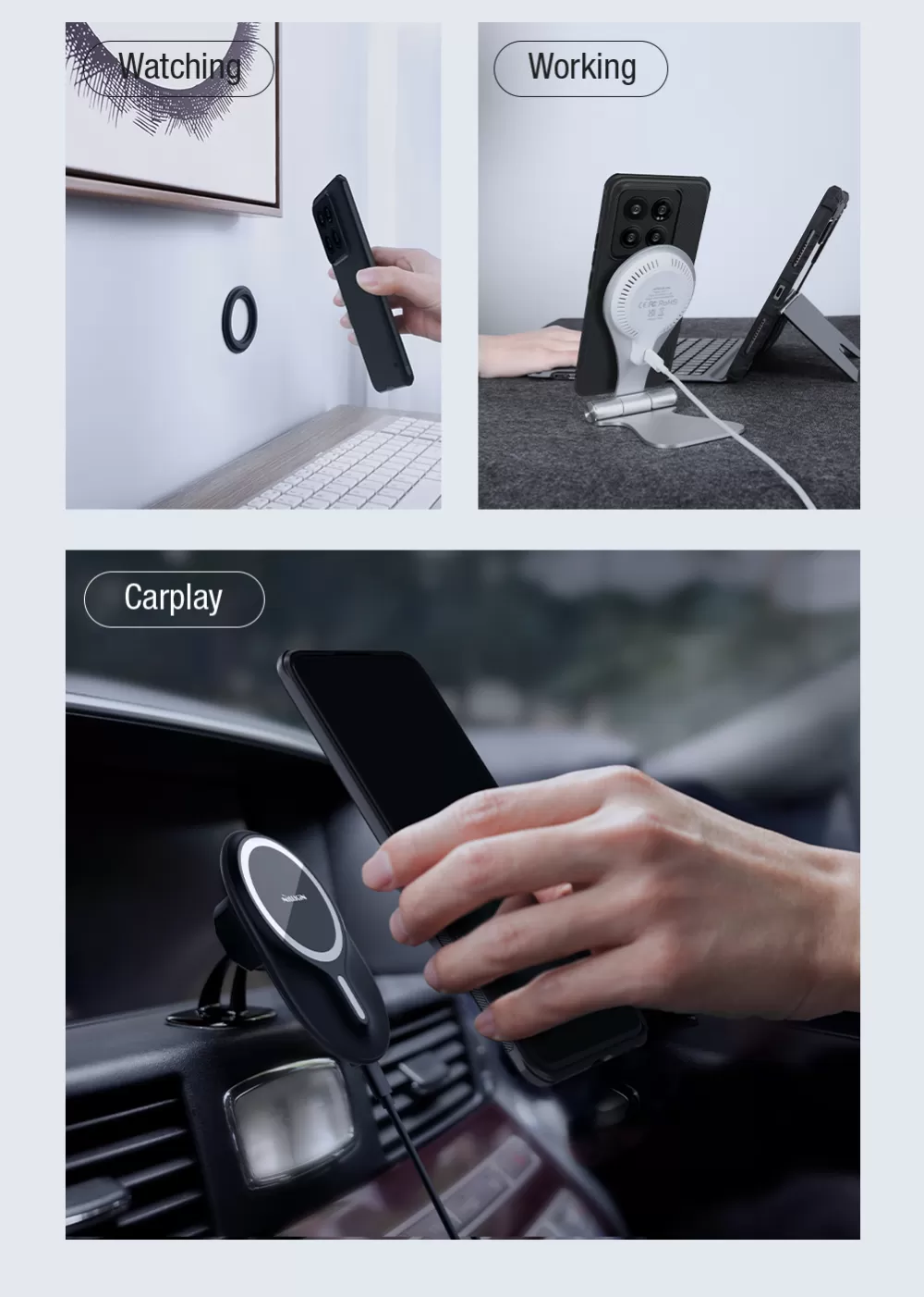 Xiaomi 14 Pro skal grön NILLKIN SUPER FROSTED SHIELD PRO MAGNETIC