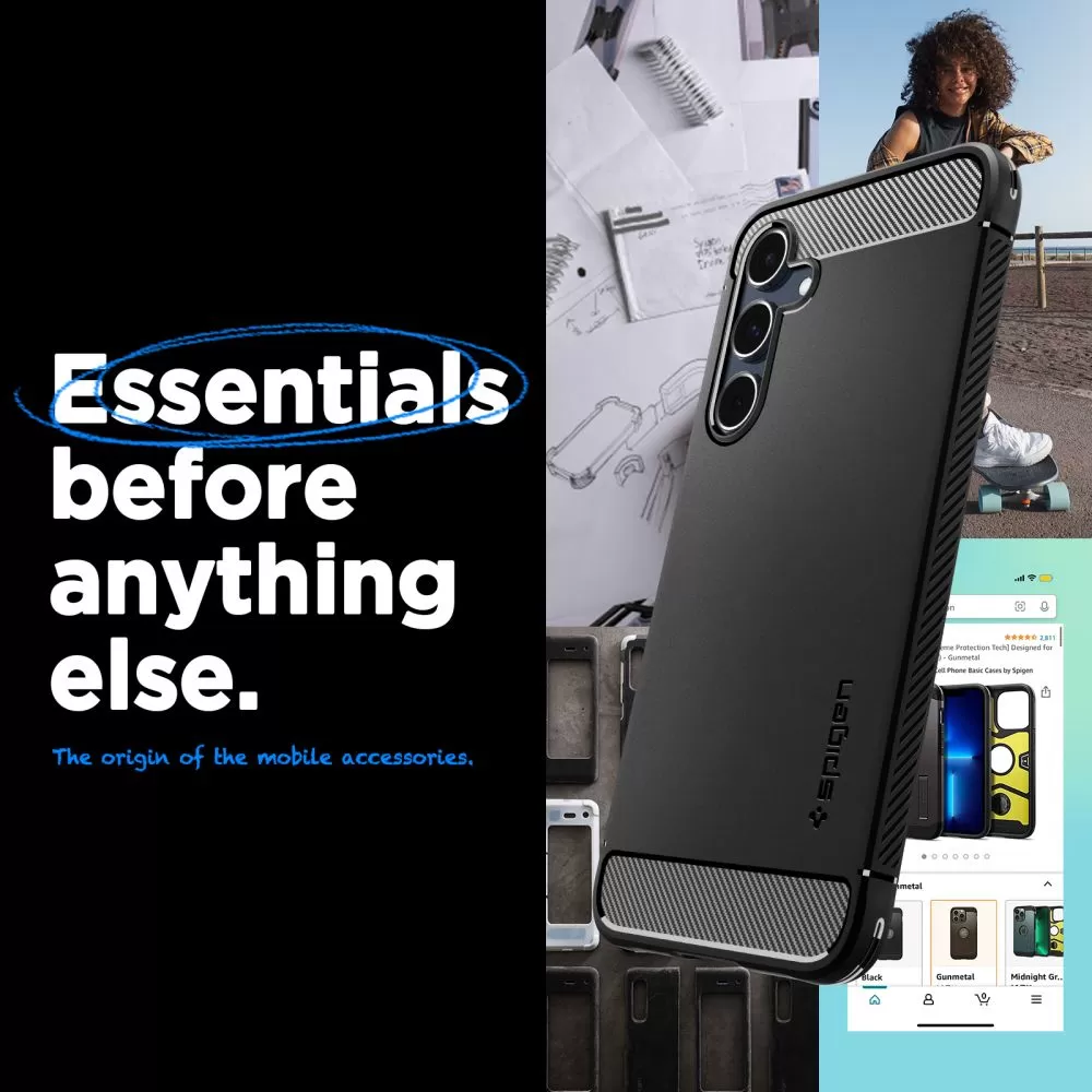 Samsung Galaxy A55 чехол черный SPIGEN RUGGED ARMOR 5G