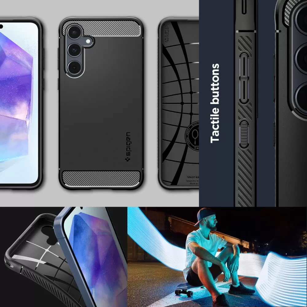 Samsung Galaxy A55 чехол черный SPIGEN RUGGED ARMOR 5G