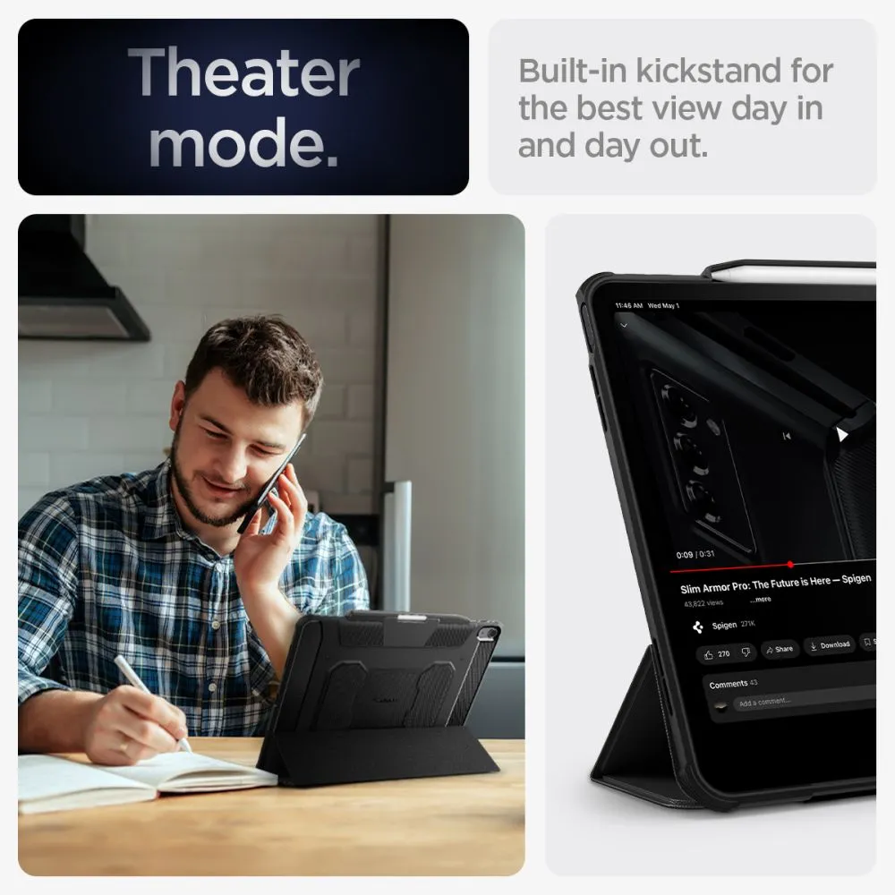 Apple iPad Air 13 (2024) tablet skal, fodral svart SPIGEN RUGGED ARMOR ”PRO”