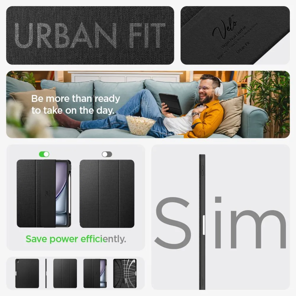 Apple iPad Air 13 (2024) tablet skal, fodral svart SPIGEN URBAN FIT