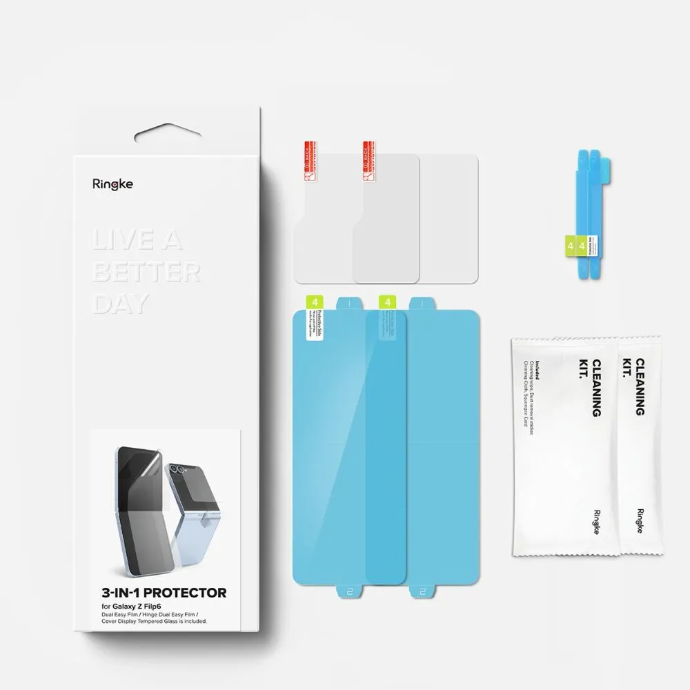 Samsung Galaxy Z Flip 6 panssarilasi  RINGKE 3-IN-1 PROTECTOR 2-SET