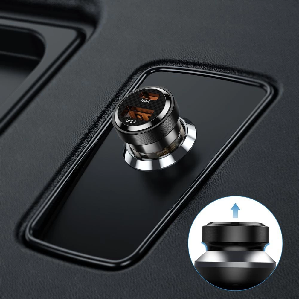  Automašīnas lādētāji TECH-PROTECT CC30W 2-PORT CAR CHARGER PD30W/QC3.0  melns