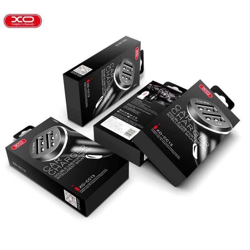  Automašīnas lādētāji XO MOBILE Double USB Car Charger  melns