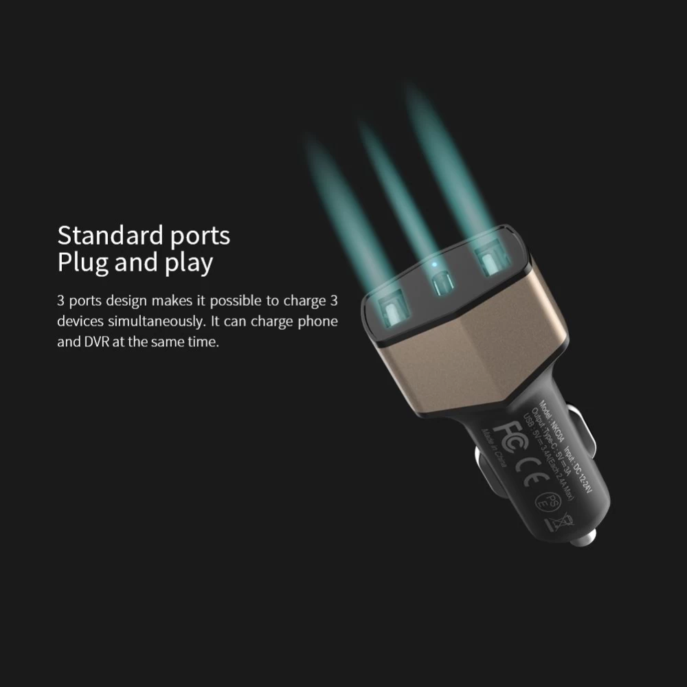 Automašīnas lādētāji Celerity Car Charger 3USB  melns