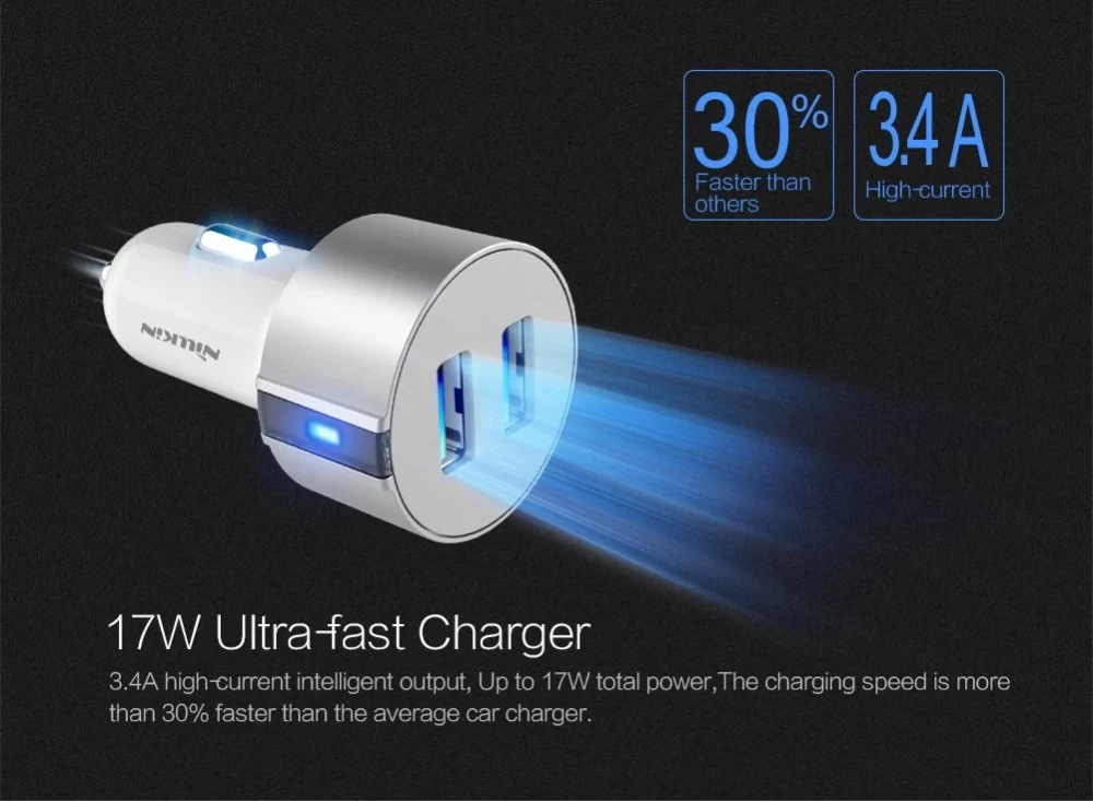Automašīnas lādētāji Nillkin Vigor car charger  zeltīts