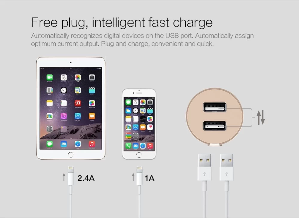 Automašīnas lādētāji Nillkin Vigor car charger  zeltīts