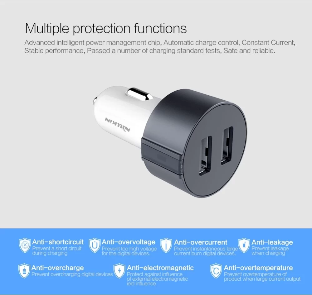 Automašīnas lādētāji Nillkin Vigor car charger  zeltīts