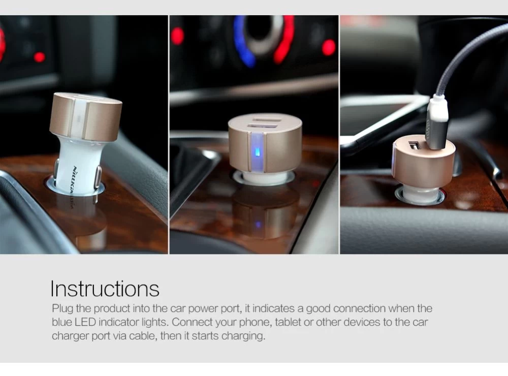 Automašīnas lādētāji Nillkin Vigor car charger  zeltīts