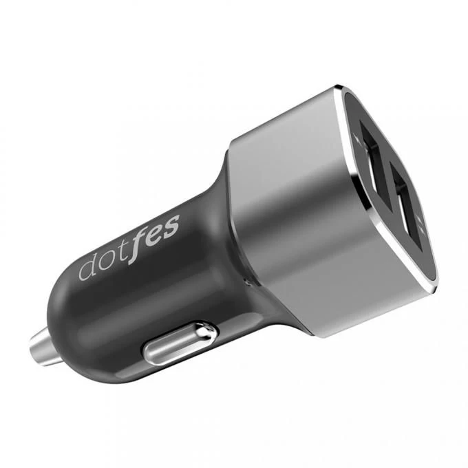 Tarvikud Autolaadija DOTFES B02 Dual Ports Metal Car Charger  hõbe