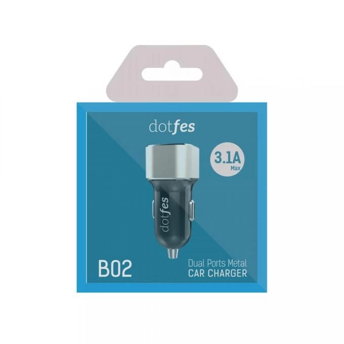 Tarvikud Autolaadija DOTFES B02 Dual Ports Metal Car Charger  hõbe